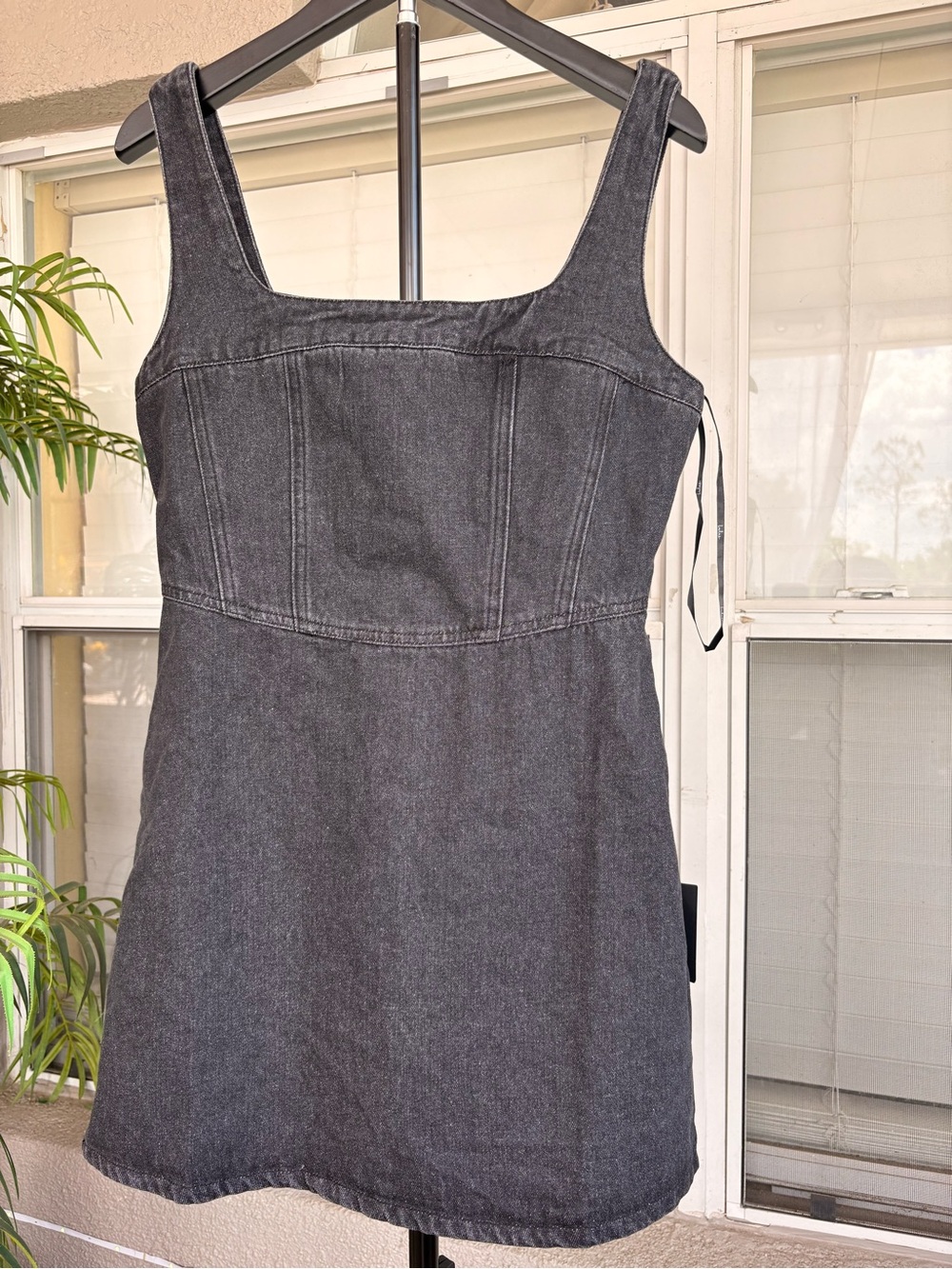 Lulu's Charcoal Gray Denim Mini Dress